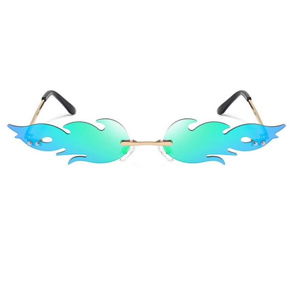 Flame fire sunglasses it's lit glasses leaf rave - Picture 2 of 8